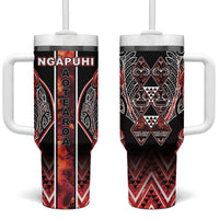Aotearoa Ngapuhi Tumbler With Handle Maori Red Tribal Paua Shell Pattern