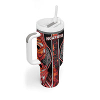 Aotearoa Ngapuhi Tumbler With Handle Maori Red Tribal Paua Shell Pattern