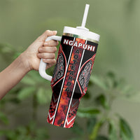Aotearoa Ngapuhi Tumbler With Handle Maori Red Tribal Paua Shell Pattern