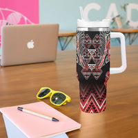 Aotearoa Ngapuhi Tumbler With Handle Maori Red Tribal Paua Shell Pattern