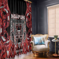 Aotearoa Ngapuhi Window Curtain Maori Red Tribal Paua Shell Pattern