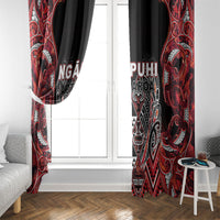 Aotearoa Ngapuhi Window Curtain Maori Red Tribal Paua Shell Pattern