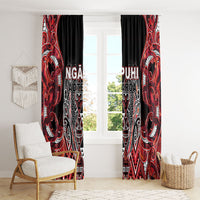 Aotearoa Ngapuhi Window Curtain Maori Red Tribal Paua Shell Pattern