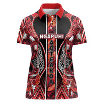 Aotearoa Ngapuhi Women Polo Shirt Maori Red Tribal Paua Shell Pattern