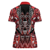 Aotearoa Ngapuhi Women Polo Shirt Maori Red Tribal Paua Shell Pattern