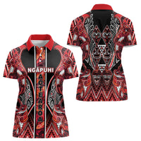 Aotearoa Ngapuhi Women Polo Shirt Maori Red Tribal Paua Shell Pattern