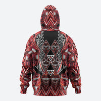 Aotearoa Ngapuhi Zip Hoodie Maori Red Tribal Paua Shell Pattern