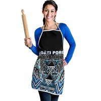 Aotearoa Ngati Porou Apron Maori Light Blue Tribal Paua Shell Pattern