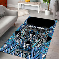 Aotearoa Ngati Porou Area Rug Maori Light Blue Tribal Paua Shell Pattern