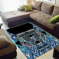 Aotearoa Ngati Porou Area Rug Maori Light Blue Tribal Paua Shell Pattern