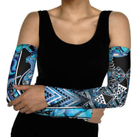 Aotearoa Ngati Porou Arm Sleeves Maori Light Blue Tribal Paua Shell Pattern