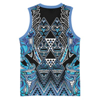 Aotearoa Ngati Porou Basketball Jersey Maori Light Blue Tribal Paua Shell Pattern