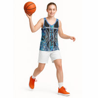 Aotearoa Ngati Porou Basketball Jersey Maori Light Blue Tribal Paua Shell Pattern