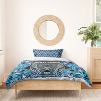 Aotearoa Ngati Porou Bedding Set Maori Light Blue Tribal Paua Shell Pattern