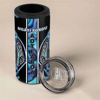 Aotearoa Ngati Porou 4 in 1 Can Cooler Tumbler Maori Light Blue Tribal Paua Shell Pattern