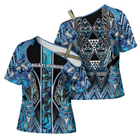 Aotearoa Ngati Porou Cross Shoulder Shirt Maori Light Blue Tribal Paua Shell Pattern