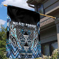 Aotearoa Ngati Porou Garden Flag Maori Light Blue Tribal Paua Shell Pattern