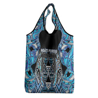 Aotearoa Ngati Porou Grocery Bag Maori Light Blue Tribal Paua Shell Pattern