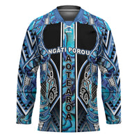 Aotearoa Ngati Porou Hockey Jersey Maori Light Blue Tribal Paua Shell Pattern
