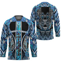 Aotearoa Ngati Porou Hockey Jersey Maori Light Blue Tribal Paua Shell Pattern