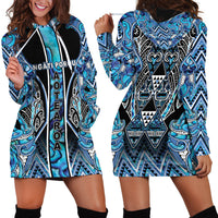Aotearoa Ngati Porou Hoodie Dress Maori Light Blue Tribal Paua Shell Pattern
