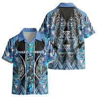 Aotearoa Ngati Porou Kid Hawaiian Shirt Maori Light Blue Tribal Paua Shell Pattern