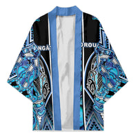 Aotearoa Ngati Porou Kimono Maori Light Blue Tribal Paua Shell Pattern