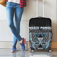 Aotearoa Ngati Porou Luggage Cover Maori Light Blue Tribal Paua Shell Pattern