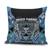Aotearoa Ngati Porou Pillow Cover Maori Light Blue Tribal Paua Shell Pattern