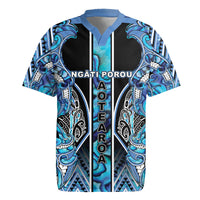 Aotearoa Ngati Porou Rugby Jersey Maori Light Blue Tribal Paua Shell Pattern