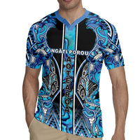 Aotearoa Ngati Porou Rugby Jersey Maori Light Blue Tribal Paua Shell Pattern
