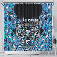 Aotearoa Ngati Porou Shower Curtain Maori Light Blue Tribal Paua Shell Pattern