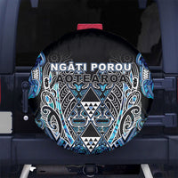 Aotearoa Ngati Porou Spare Tire Cover Maori Light Blue Tribal Paua Shell Pattern