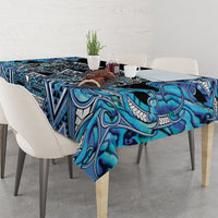 Aotearoa Ngati Porou Tablecloth Maori Light Blue Tribal Paua Shell Pattern