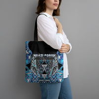 Aotearoa Ngati Porou Tote Bag Maori Light Blue Tribal Paua Shell Pattern