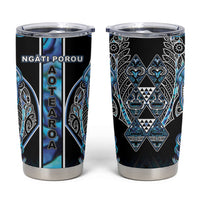 Aotearoa Ngati Porou Tumbler Cup Maori Light Blue Tribal Paua Shell Pattern