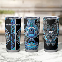 Aotearoa Ngati Porou Tumbler Cup Maori Light Blue Tribal Paua Shell Pattern