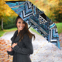 Aotearoa Ngati Porou Umbrella Maori Light Blue Tribal Paua Shell Pattern