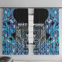 Aotearoa Ngati Porou Window Curtain Maori Light Blue Tribal Paua Shell Pattern