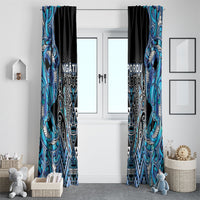 Aotearoa Ngati Porou Window Curtain Maori Light Blue Tribal Paua Shell Pattern