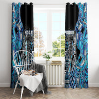Aotearoa Ngati Porou Window Curtain Maori Light Blue Tribal Paua Shell Pattern