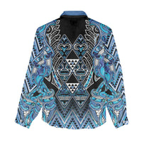 Aotearoa Ngati Porou Women Casual Shirt Maori Light Blue Tribal Paua Shell Pattern