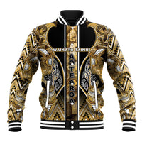 Aotearoa Waikato Tainui Baseball Jacket Maori Light Gold Tribal Paua Shell Pattern