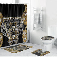 Aotearoa Waikato Tainui Bathroom Set Maori Light Gold Tribal Paua Shell Pattern