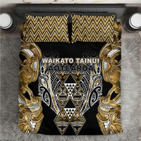 Aotearoa Waikato Tainui Bedding Set Maori Light Gold Tribal Paua Shell Pattern