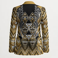 Aotearoa Waikato Tainui Blazer Maori Light Gold Tribal Paua Shell Pattern