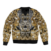Aotearoa Waikato Tainui Bomber Jacket Maori Light Gold Tribal Paua Shell Pattern