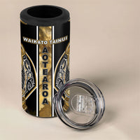Aotearoa Waikato Tainui 4 in 1 Can Cooler Tumbler Maori Light Gold Tribal Paua Shell Pattern