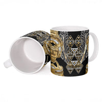 Aotearoa Waikato Tainui Ceramic Mug Maori Light Gold Tribal Paua Shell Pattern