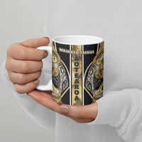 Aotearoa Waikato Tainui Ceramic Mug Maori Light Gold Tribal Paua Shell Pattern